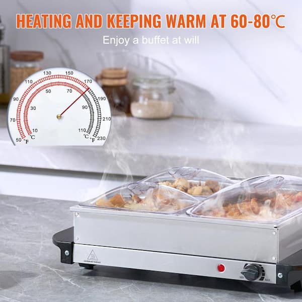 Nutrichef Electric 3 Tray Buffet Server Hot Plate Food Warmer