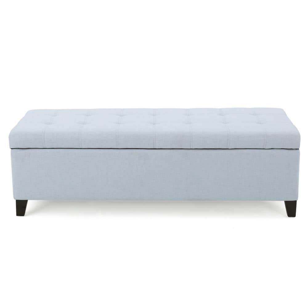 Noble House Mission Light Sky Blue Fabric Storage Bench 10313 - The ...
