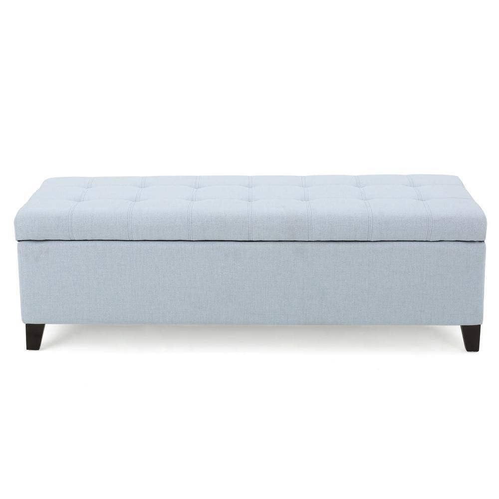 Noble House Mission Light Sky Blue Fabric Storage Bench 10313 - The ...