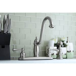 Heritage 2-Handle Standard Kitchen Faucet with Side Sprayer in Brushed Nickel