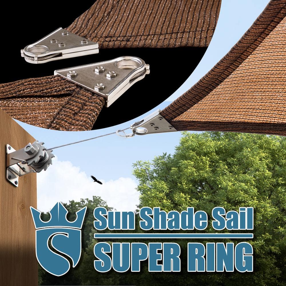 16' x 18' Brown HDPE Rectangle Shade Sail with Stainless Steel Rings