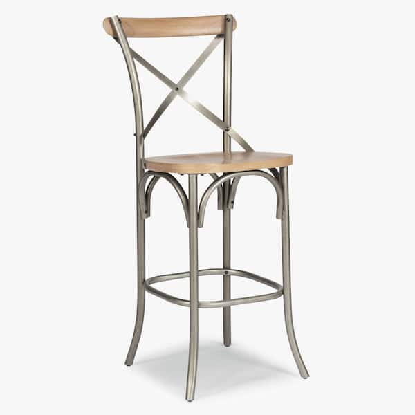 HOMESTYLES French Quarter 30 in. White Wash Natural Bar Stool