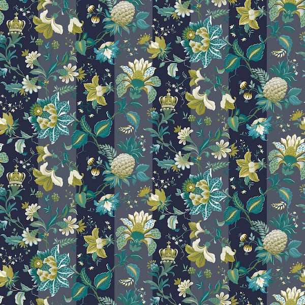 Arthouse Cornelia Navy Floral Stripe Wallpaper Sample