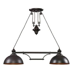 Farmhouse 2-Light Oiled Bronze Ceiling Mount Island-Light
