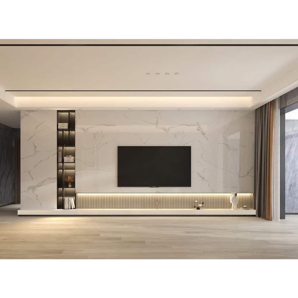 WALLS 0.15 in. x 3.28 ft. x 9.51 ft. Blanco Ibiza Marble Finished PVC Square Edge High Gloss Decorative Wall Paneling