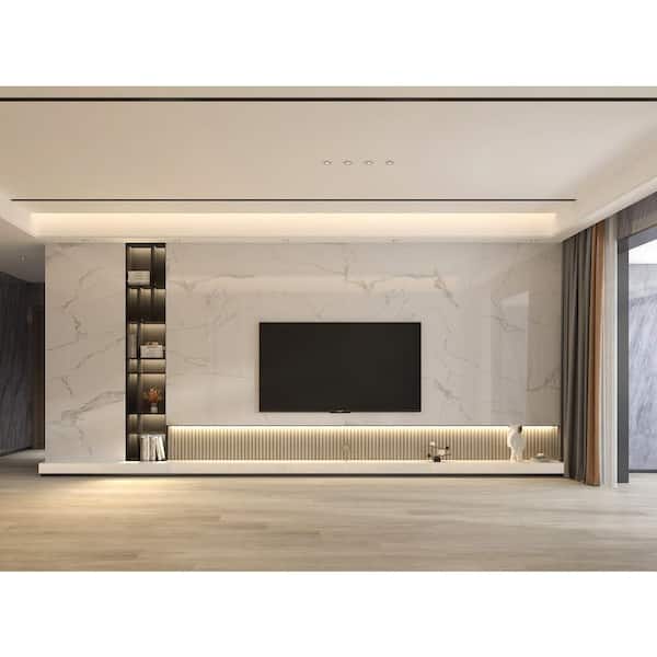 WALLS 0.15 in. x 3.28 ft. x 9.51 ft. Blanco Ibiza Marble Finished PVC Square Edge High Gloss Decorative Wall Paneling