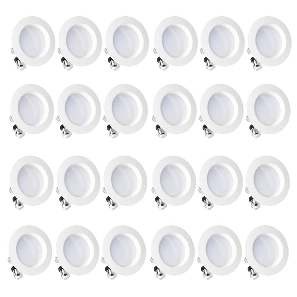 InfiBrite 4 in. 5000K Integrated LED Daylight Retrofit Recessed Trim Light Kit 9-Watt 750 Lumens, Dimmable, Wet Rated (24-Pack) -  005-5-HL-24PK
