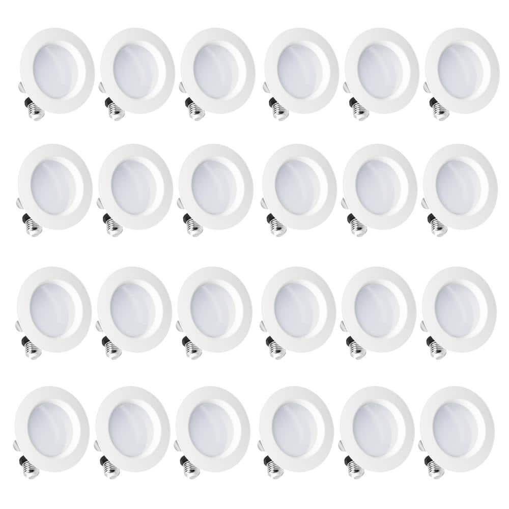 4 in. 2700K Integrated LED Soft White Retrofit Recessed Trim Light Kit 9-Watt 750 Lumens, Dimmable, Wet Rated (24-Pack) -  InfiBrite, 005-2-HL-24PK