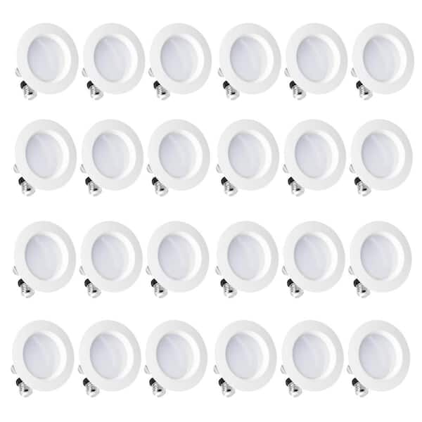 InfiBrite 4 in. 6000K Integrated LED Clear White Retrofit Recessed Trim Light Kit 9-Watt 750 Lumens, Dimmable, Wet Rated (24-Pack)