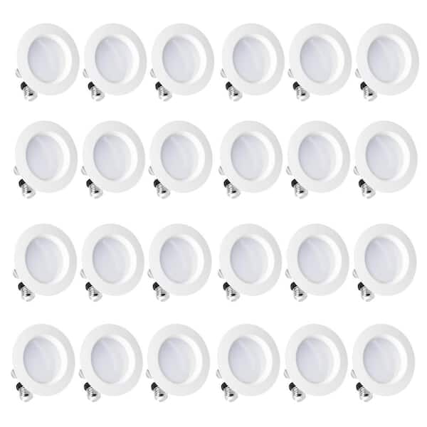 InfiBrite 4 in. 5000K Integrated LED Daylight Retrofit Recessed Trim Light Kit 9-Watt 750 Lumens, Dimmable, Wet Rated (24-Pack)