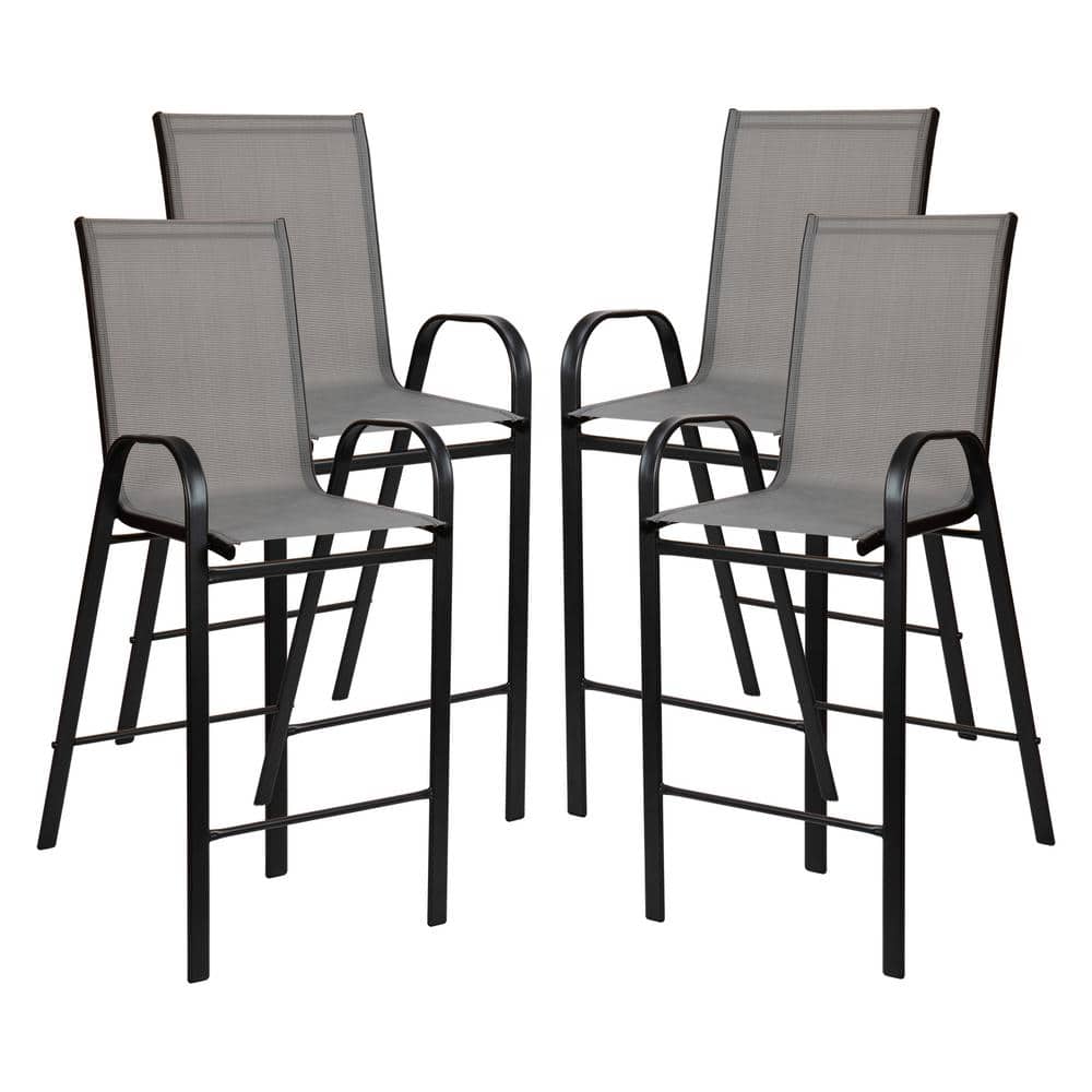 Carnegy Avenue Metal Outdoor Bar Stools (4Pack) CGATLH488322GRHD The Home Depot