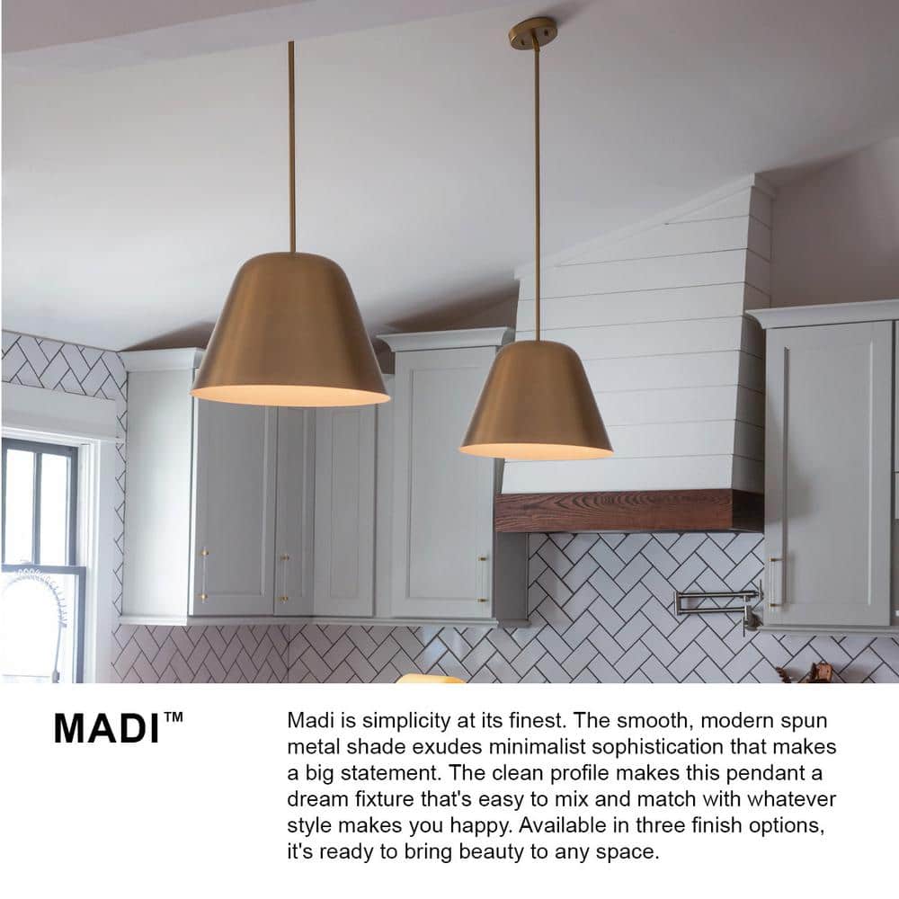 Lacquered Brass LED Drum Pendant Light