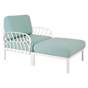 Laurel White Resin Outdoor Chaise Lounge with Seafoam Cushion