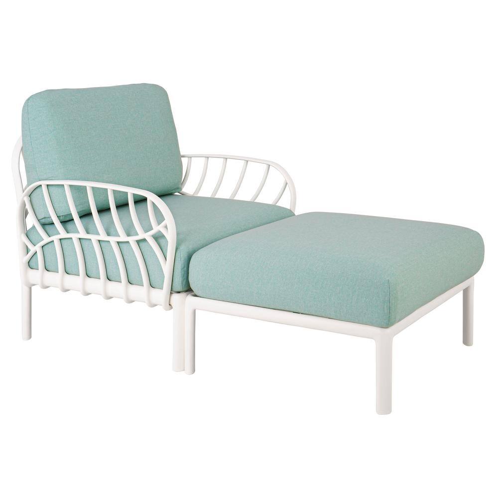 Laurel White Seafoam Outdoor Ottoman with Sunbrella Cushion