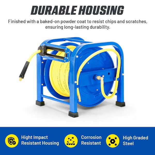 3/8 in. x 100 ft. Steel Spring-Driven Air Hose Reel Hybrid Polymer Hose