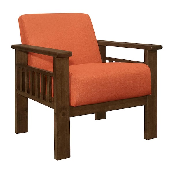 Lazzara Amerllia Orange Fabric Upholstery Solid Wood Accent Chair