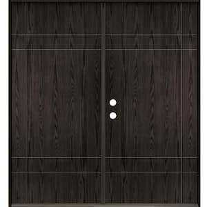 SUMMIT Modern 72 in. x 80 in. Right-Active/Inswing Solid Panel Baby Grand Stain Double Fiberglass Prehung Front Door