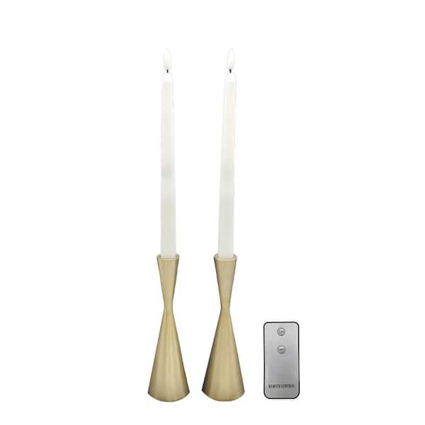 LumaCandle 14 in. H Gold Base Taper LED Action Resin Candle (Set of 2)