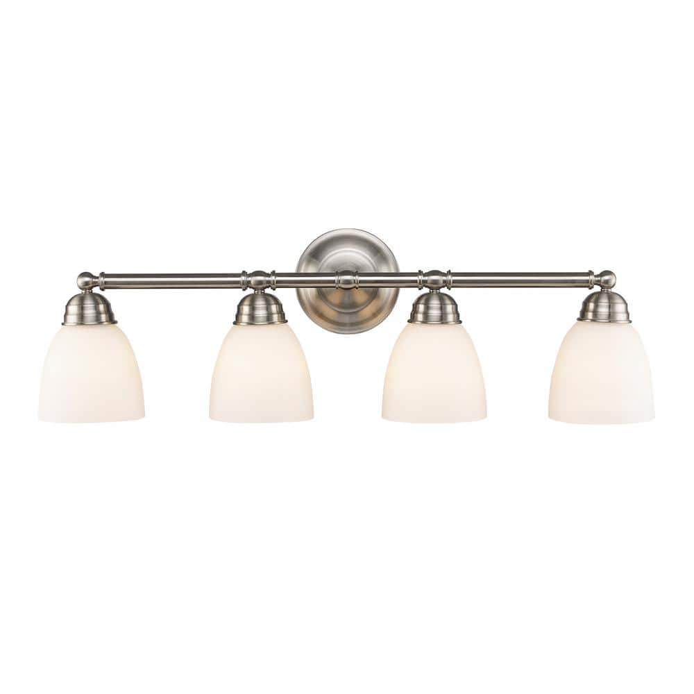 UPC 736916599863 product image for Ardmore 20 in. 4-Light Brushed Nickel Bathroom Vanity Light Fixture with Frosted | upcitemdb.com