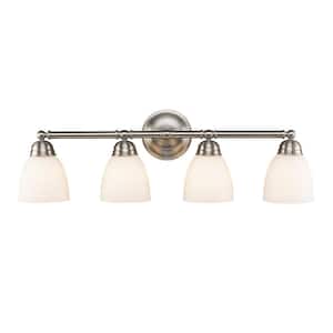Ardmore 20 in. 4-Light Brushed Nickel Bathroom Vanity Light Fixture with Frosted Glass Shades