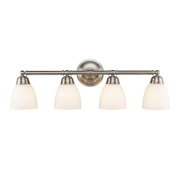 Bel Air Lighting Ardmore 20 in. 4-Light Brushed Nickel Bathroom Vanity Light Fixture with Frosted Glass Shades