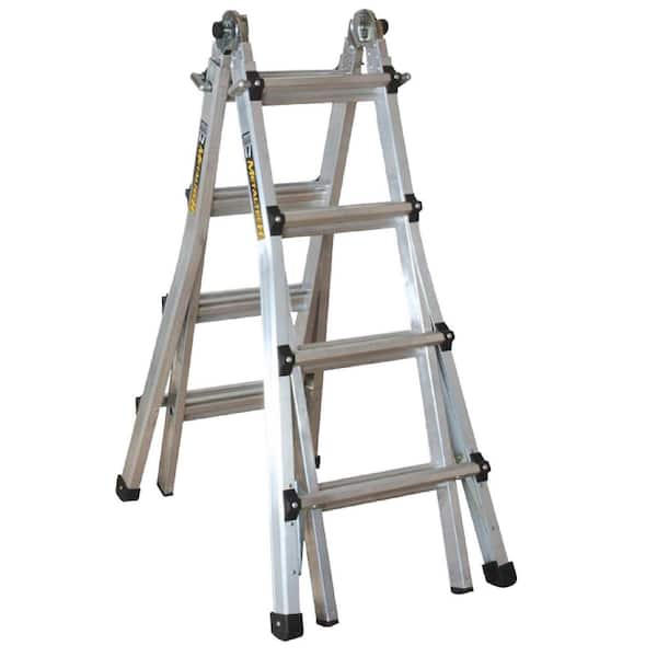 MetalTech 5-in-1 17-ft. Aluminum Telescoping Multi-Position Step Ladder, 300 lbs. Load Capacity, 18 ft. Reach, Type IA Duty Rating