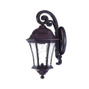 Waverly Collection 1-Light Black Coral Outdoor Wall Lantern Sconce