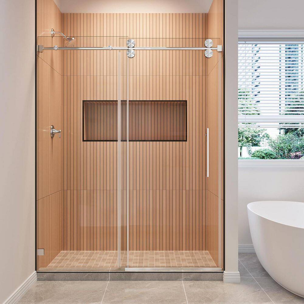 68-73 in. W x 76 in. H Single Sliding Frameless Shower Door Brushed Nickel 3/8 in. Clear SGCC Tempered Glass price history on PriceWatchPro
