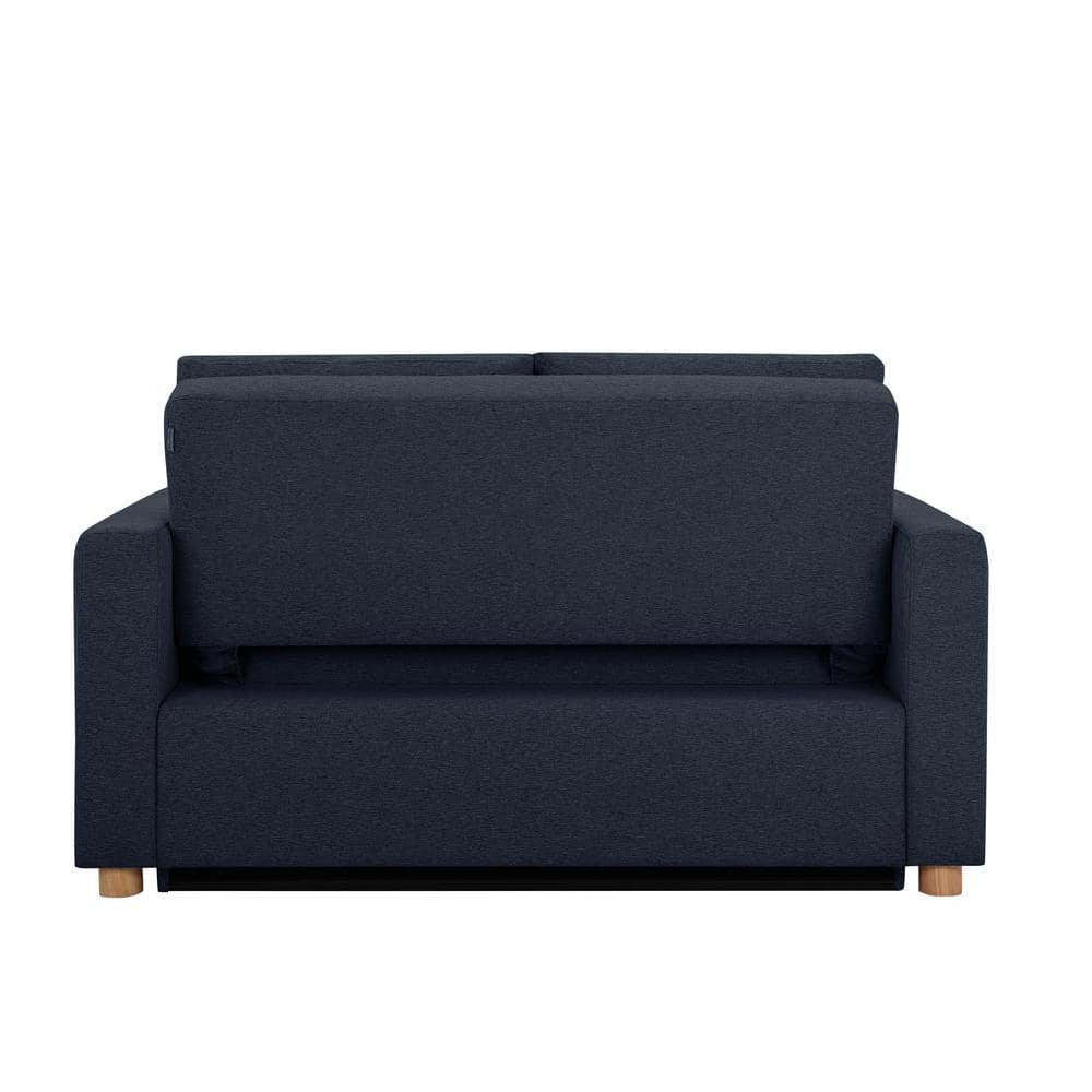 Navy Blue Fabric Full Size Convertible Sleeper Sofa