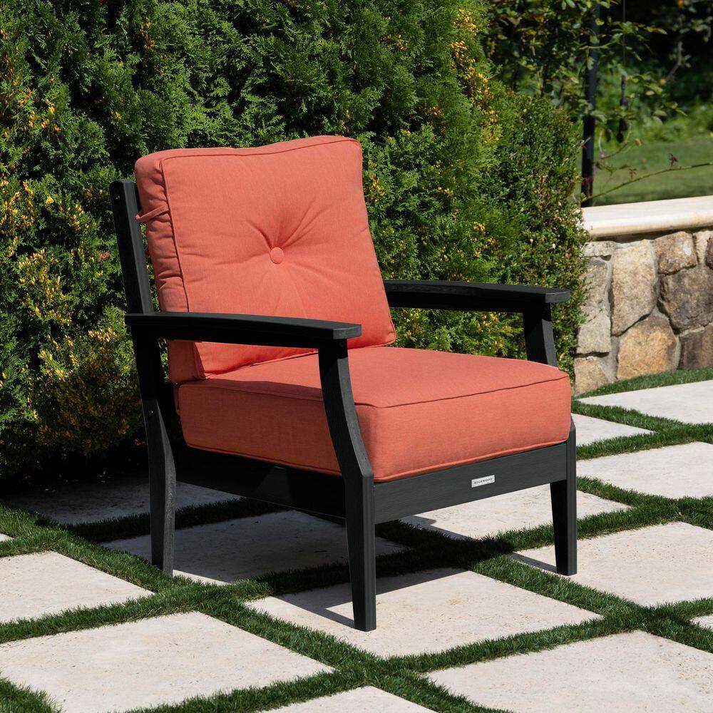 Lehigh Black Recycled Plastic Outdoor Deep Seating Chair with Sunbrella Canvas Persimmon Cushion price history on PriceWatchPro