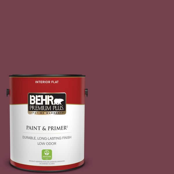 BEHR PREMIUM PLUS 1 gal. #T11-4 Blood Rose Flat Low Odor Interior Paint & Primer