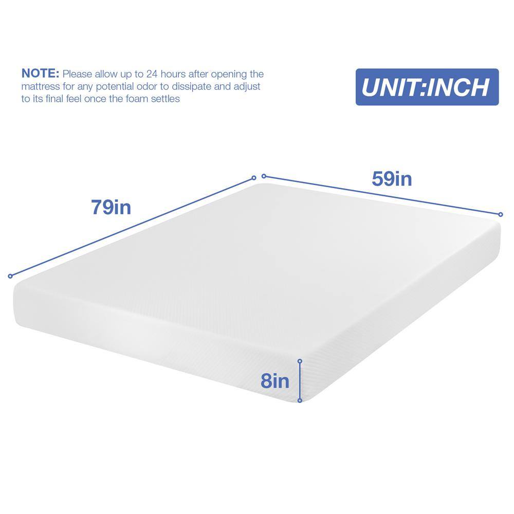 8-Inch White Gel Memory Foam Mattress for Cool Sleep