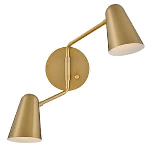 Birdie 22.75 in. 2-Light Lacquered Brass Wall Sconce