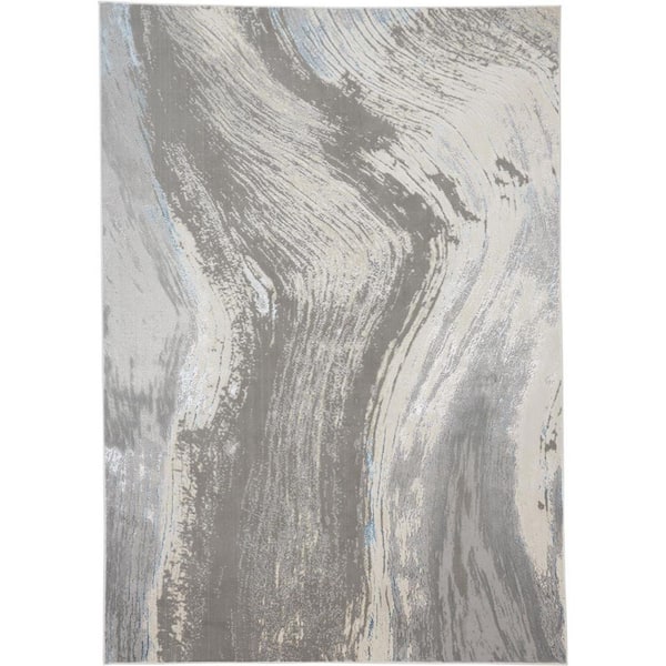 HomeRoots 10 ft. x 13 ft. Blue and Gray Abstract Area Rug