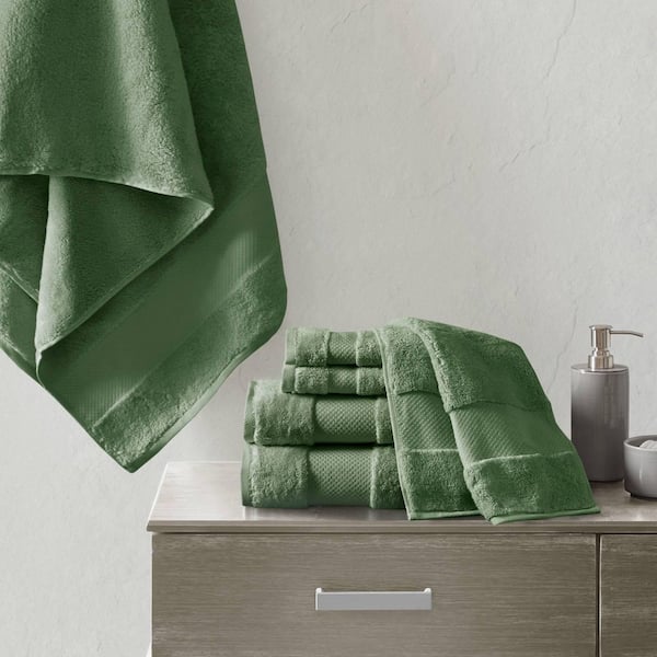 MADISON PARK Signature Turkish 6-Piece Green Cotton Bath Towel Set