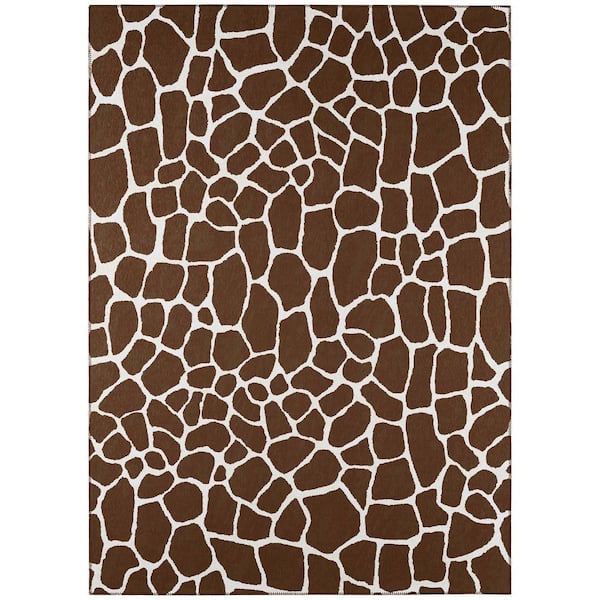 Safari Brown 5 ft. x 7 ft. 6 in. Indoor/Outdoor Washable Indoor/Outdoor Washable Rug