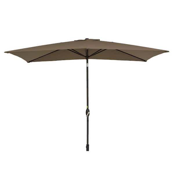 Inner Decor Seymo 10 ft. x 6.5 ft. Steel Rectangular Market Tilt Patio Umbrella in Brown without Base