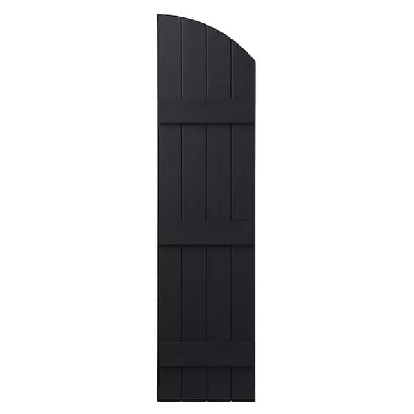 Ply Gem 15 in. x 65 in.  Polypropylene Plastic Arch Top Closed Board and Batten Shutters Pair in Black