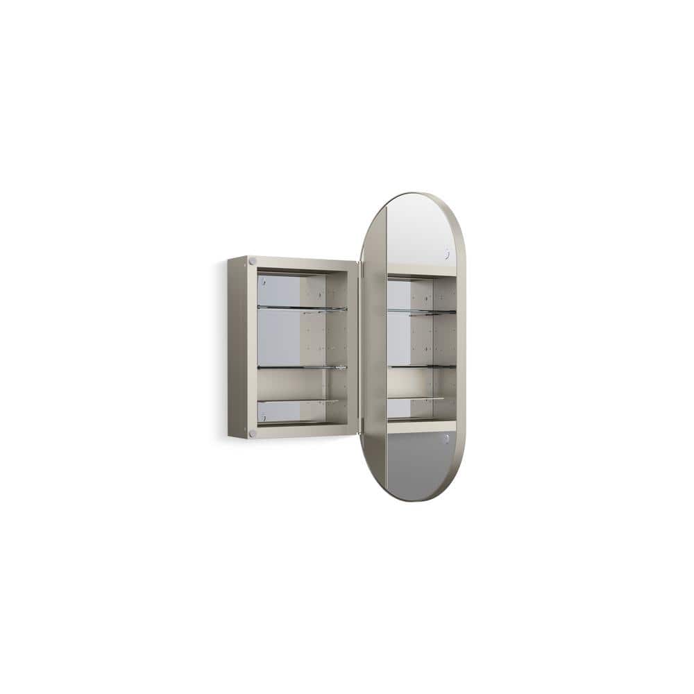 Brushed Nickel 30" x 15" Capsule Framed Medicine Cabinet