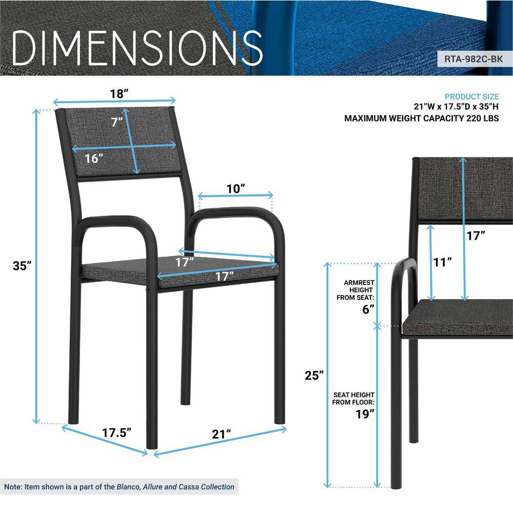 Black Armless Office Chair with Metal Frame