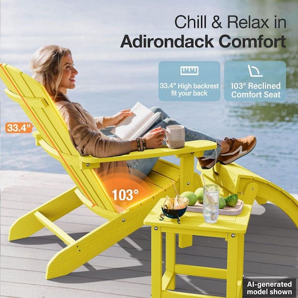 Mximu Classic Yellow HIPS Plastic Outdoor Patio Adirondack Chair