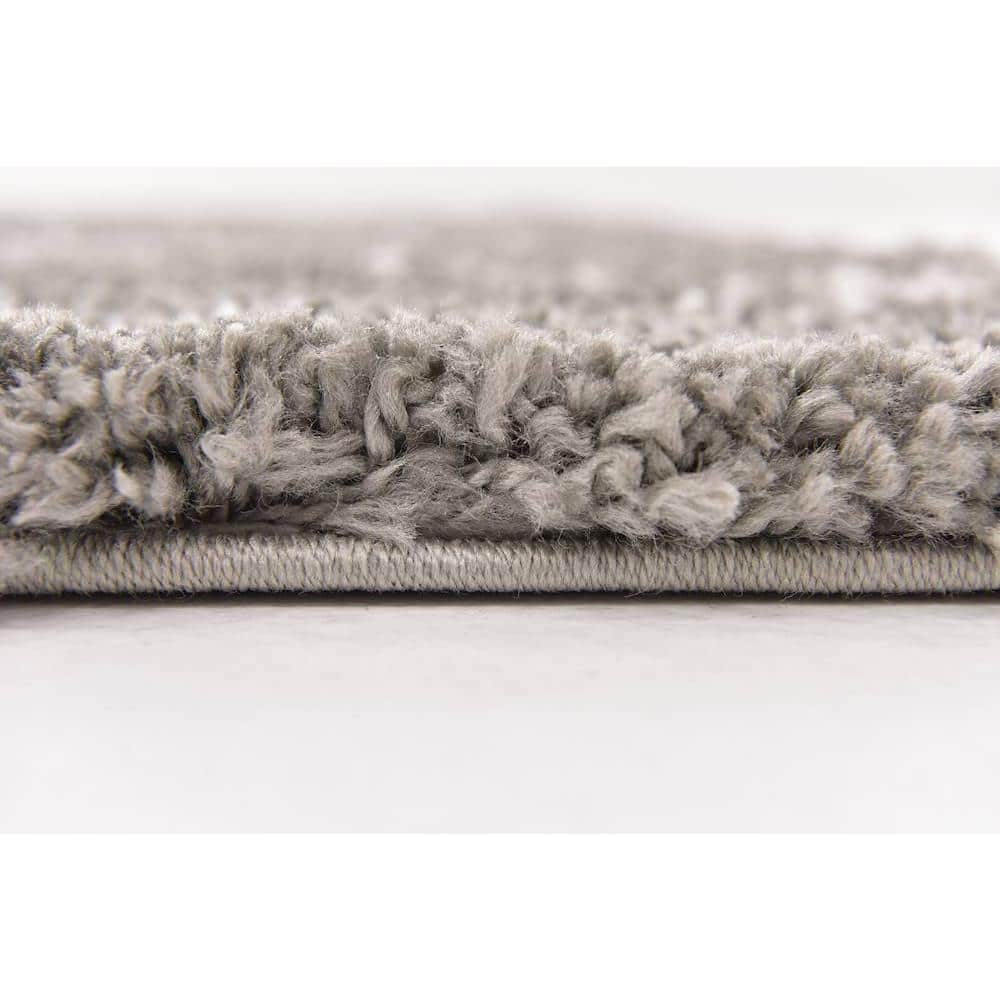 Gray Square Trellis Shag Synthetic Indoor Rug