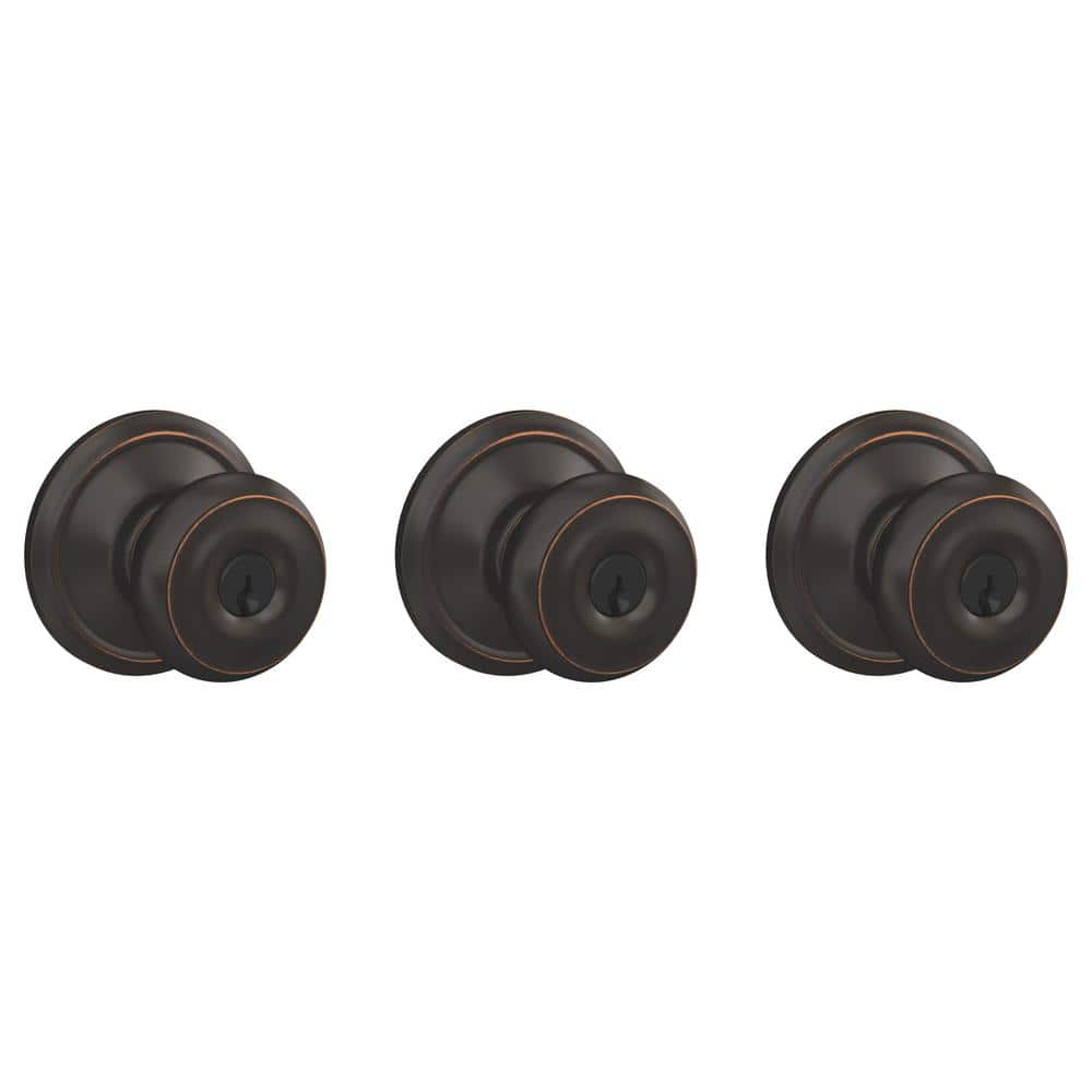 Georgian Aged Bronze Keyed Entry Door Knob (3-Pack) price history on PriceWatchPro