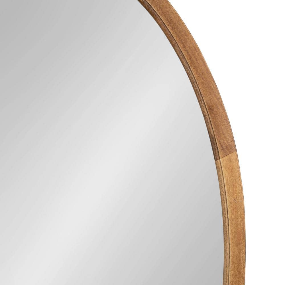 Elegant Farmhouse Oval Wood Bathroom Vanity Mirror, Rustic Brown