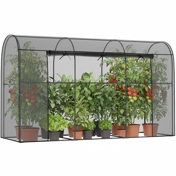 BOZTIY 10 ft. x 3.25 ft. x 6 ft. Crop Cage Plant Protection Tent with  Zipper Door Wind-Resistant Plant Cages for Plants, Round PLG-FCW-YD-3MHD01