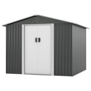 8.4 ft. W x 8.4 ft. D Outdoor Storage Metal Shed Garden Tool Steel Shed with Sliding Doors and Vents(70.56 sq. ft.)