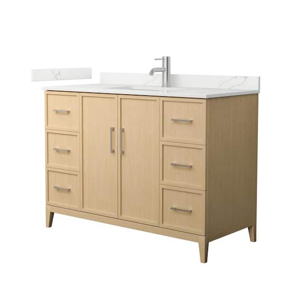 Wyndham Collection Elan 48 in. W x 22 in. D x 35 in. H Single Bath Vanity in White Oak with Giotto Quartz Top