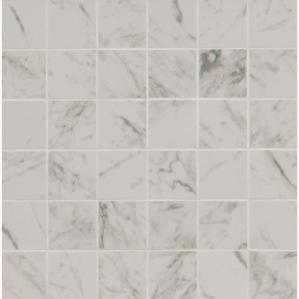 Carrara 12 in. x 12 in. x 0.39 in. Matte Porcelain Mesh-Mounted Mosaic Floor and Wall Tile (8 sq. ft./Case) price history on PriceWatchPro