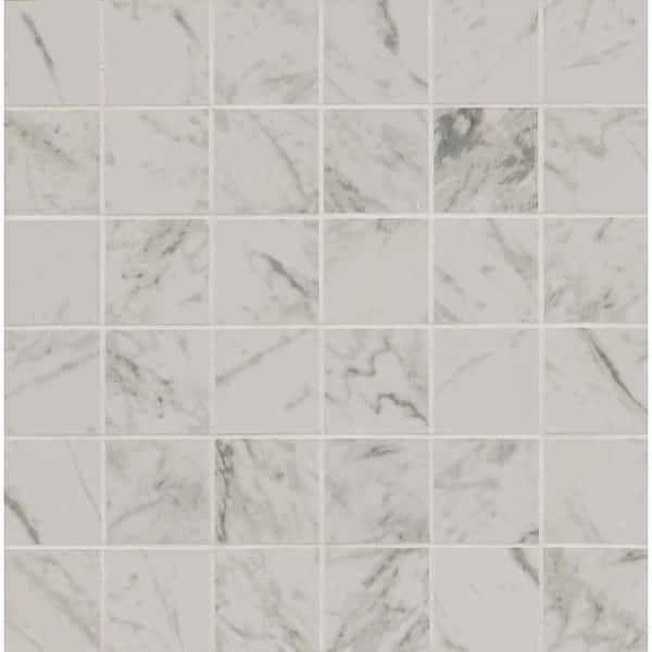 MSI Carrara 12 in. x 12 in. x 0.39 in. Matte Porcelain Mesh-Mounted Mosaic Floor and Wall Tile (8 sq. ft./Case)