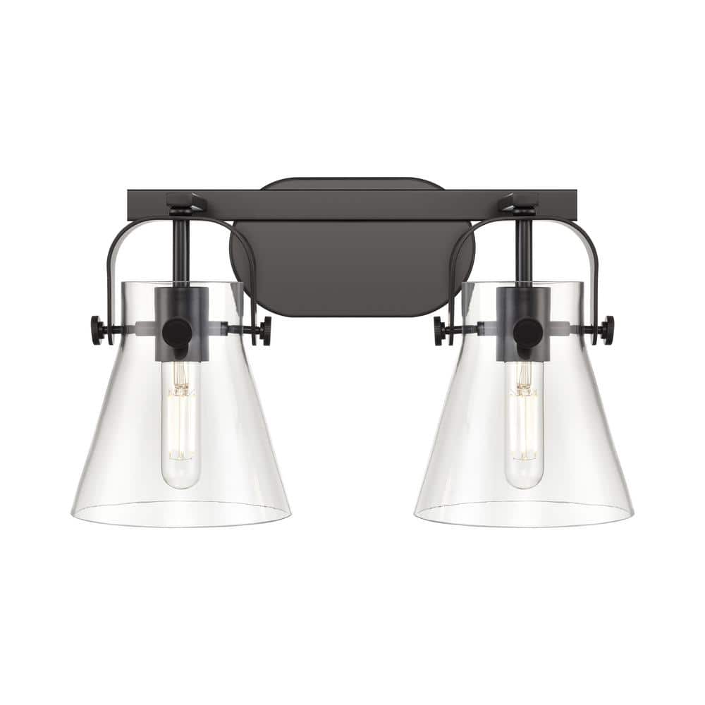 Pilaster II Cone 17 in. 2-Light Matte Black Vanity Light with Glass Shade price history on PriceWatchPro